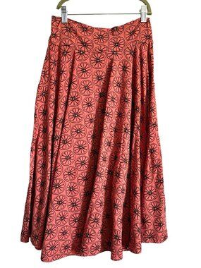Effie’s Heart Skirt Orange Print Size M Cotton Jersey A Line Pockets